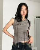 Hipot Ribbon Strap One-Off-Shoulder T-Shirt