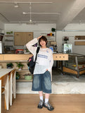 Dipeun Summer Printing Punching Long Sleeve Knit