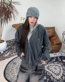 Kand Waffle Pigment Hooded Zip-Up