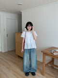 Masaru Summer Banding Wide Balloon Washing Denim Pants