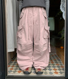 Naomin Banding Star Rivet Parachute Wide Cargo Pants