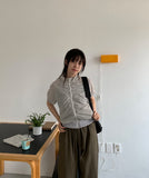 Huna Shirring Two-way Short Sleeve Wind Zip-Up