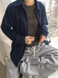 [MADE] Podil Linen Roll Oversized Fit Checkered Long Sleeve Shirt
