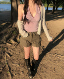 Summer Punching Ruffle Crop Cardigan