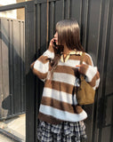 Keru stripe color matching collar knit