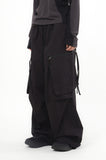 Zipper big cargo balloon wide banding pants