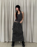 Pigmented Rope Cut Cargo Long Skirt