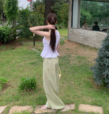 Summer Halterneck Back Ribbon Smocke Banding Sleeveless Blouse