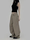 Back pocket wide cotton pants