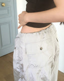 QYA Glossy Shirring Parachute Cut Wide Pants
