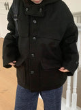 Hiel High Neck Hood Half Coat