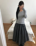 Beon Check Long Skirt