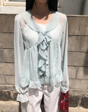 Mauve Frill See-through Blouse