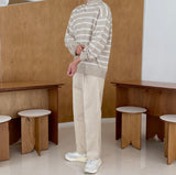 Fuzz Stripe Henley Neck Knit