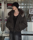 [LANARCH] Fox Fur Hood Bomber Jacket