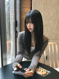 Chuchu Square Punching Lace Ribbed Button Sleeveless