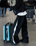Oblique side zipper nylon pants