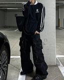 Multi-pocket cargo denim pants