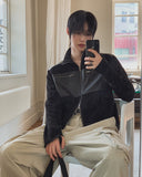 Caden Leather Color Matching Fingerhole Zip-up