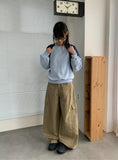 Dadin Cargo Wide Cut Cotton Pants