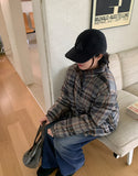 Hasen check short padded jumper