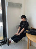 Dakono Collar Pocket Button Long One Piece