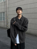 Minimal achromatic two-way cardigan