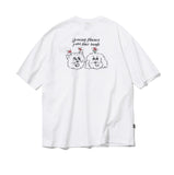 Cat Puppy Flower Embroidery Short Sleeve Tee