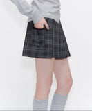 Pocket layered check skirt