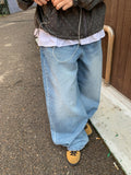 Nihin Washing Denim Wide Pants
