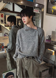 [LANARCH] Shoulder Zip-up Ribbed Knit Sweater