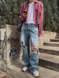 Bohemian Damage Wide Denim Pants