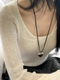 Roche Silver Bold Heart Strap Necklace