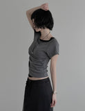 Sherry Layered Boat Neck Short Sleeve T-shirt