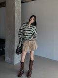 Denzel Cutting Pleats Cotton Pantskirt