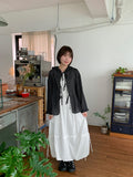 Mopen Nylon Banding Balloon Long Skirt