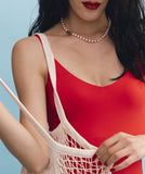 H edition BR(W) Ball MIX Pearl & Carnelian Beads Necklace