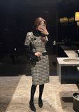 Piel Check Tweed Color Matching H-Line One Piece
