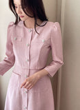 Elnis Three Quarter Tweed Flare One Piece