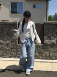 Pek Summer Adjust Snap Washing Denim Wide Pants