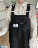 Konuki Pocket Denim Suspenders Long One Piece
