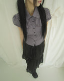 Coated Check Short Sleeve Blouse