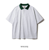 Double Cotton Two Tone Collar Short Sleeve Tee