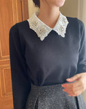 Nemyu Pearl Cubic Lace Collar Knit