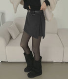 Wool Side Slit Skirt Pants