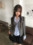 Eve Fake Layered Ruffle Shirt Cardigan