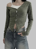 Dimu One Shoulder Bokashi Cardigan