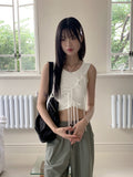 Hino Balletcore Eyelet Ribbon Cropped Sleeveless