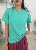 Chibi Color Basic Semi-Crop Short Sleeve Tee