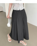 Summer Unbalanced Pintuck A-line Poly Long Skirt
